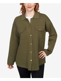 Petite Solid Shacket Shirt Jacket