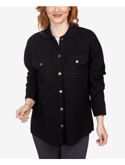 Petite Solid Shacket Shirt Jacket