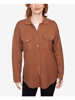 Petite Solid Shacket Shirt Jacket