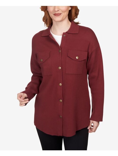 RUBY RD. Petite Solid Shacket Shirt Jacket