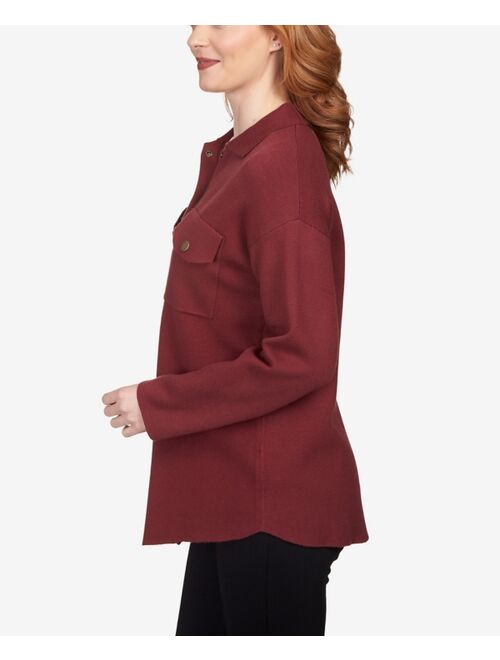 RUBY RD. Petite Solid Shacket Shirt Jacket