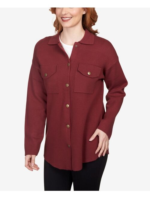 RUBY RD. Petite Solid Shacket Shirt Jacket