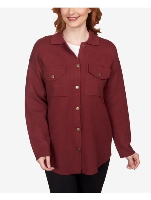 RUBY RD. Petite Solid Shacket Shirt Jacket