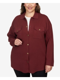 Plus Size Solid Shacket Sweater