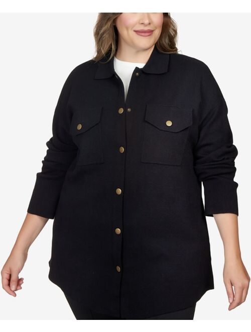 RUBY RD. Plus Size Solid Shacket Sweater