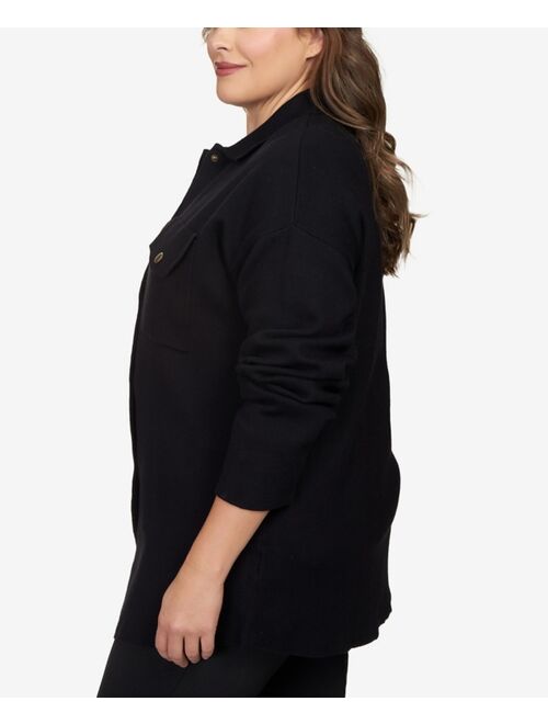 RUBY RD. Plus Size Solid Shacket Sweater