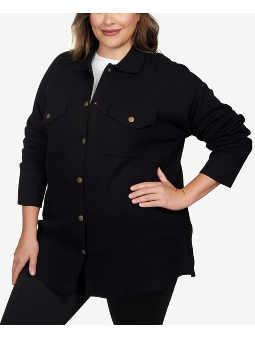 RUBY RD. Plus Size Solid Shacket Sweater