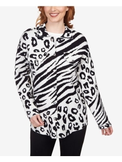 Petite Bold Animal Print Shacket Jacket