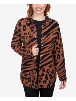 Petite Bold Animal Print Shacket Jacket