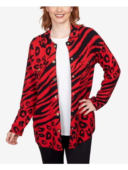 RUBY RD. Petite Bold Animal Print Shacket Jacket