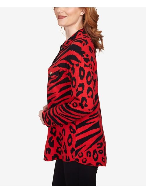 RUBY RD. Petite Bold Animal Print Shacket Jacket