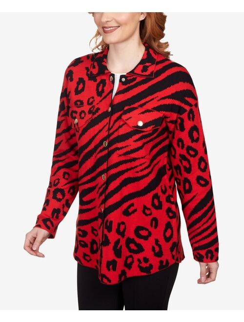 RUBY RD. Petite Bold Animal Print Shacket Jacket