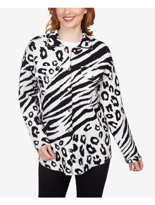 RUBY RD. Petite Bold Animal Print Shacket Jacket