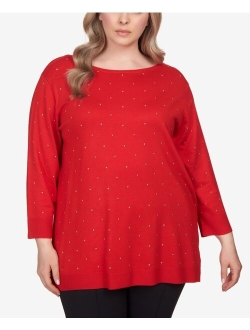 Plus Size Stud Embellished Tunic Sweater