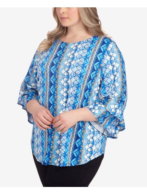 RUBY RD. Plus Size Batik Puff Stripe Top