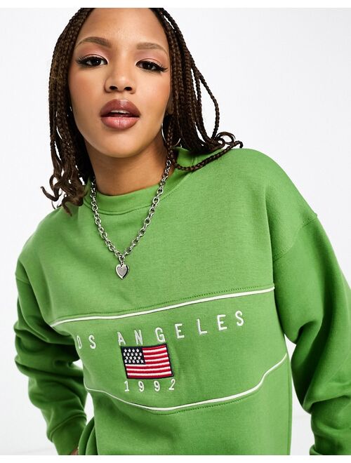 Daisy Street relaxed sweatshirt with LA graphic in pistachio