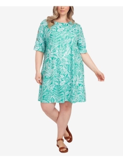 Plus Size Leaf Sketch Print Dress