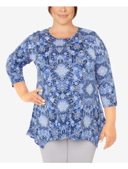 Plus Size Knit Kaleidoscope Print Top