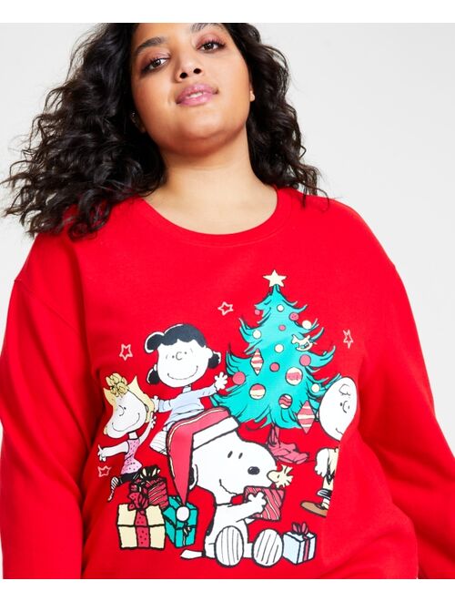 LOVE TRIBE Trendy Plus Size Peanuts Gang Christmas Sweatshirt