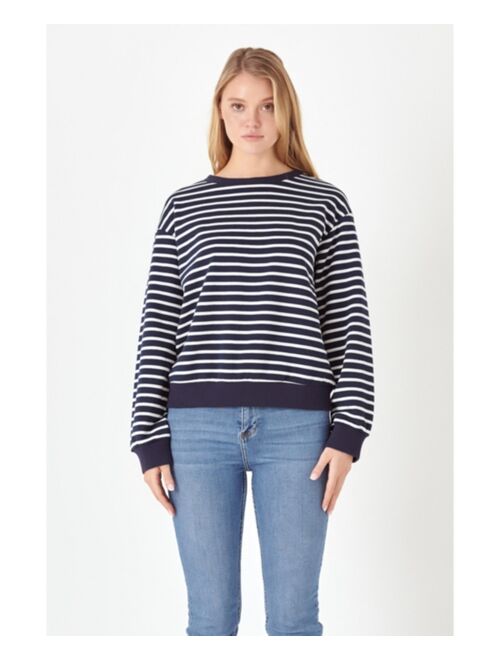 ENGLISH FACTORY Women's Stripe Drop Shoulder Sweatshirt