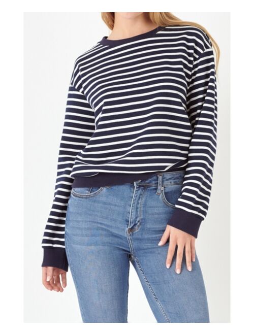 ENGLISH FACTORY Women's Stripe Drop Shoulder Sweatshirt