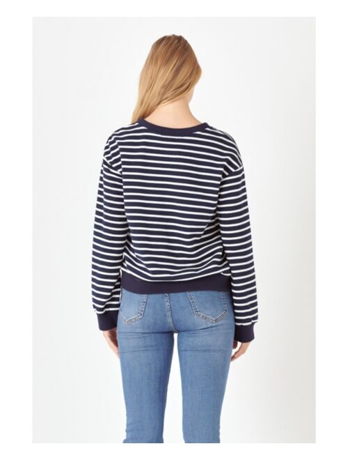 ENGLISH FACTORY Women's Stripe Drop Shoulder Sweatshirt