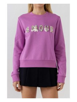 Women's Sequins & Beads Letter Sweatshirt