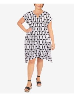 Plus Size Geo Puff Print Dress