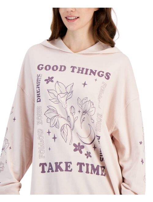 REBELLIOUS ONE Juniors' Good Things Take Time Graphic-Print Hoodie