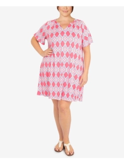 Plus Size Geo Lattice Print Dress