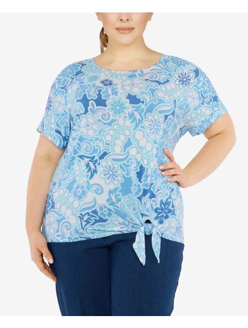 RUBY RD. Plus Size Knit Modern Floral Print Top