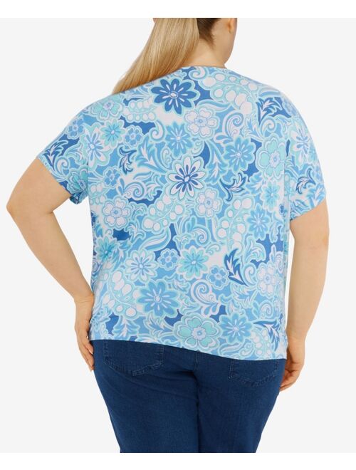 RUBY RD. Plus Size Knit Modern Floral Print Top