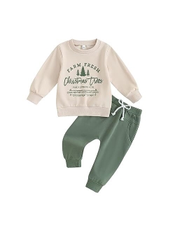 Hnyenmcko Baby Boy Halloween Outfit Long Sleeve Pumpkin Letter Sweatshirt Top Jogger Pants Sets 2Pcs Toddler Boy Fall Clothes