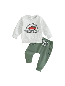 Hnyenmcko Baby Boy Halloween Outfit Long Sleeve Pumpkin Letter Sweatshirt Top Jogger Pants Sets 2Pcs Toddler Boy Fall Clothes