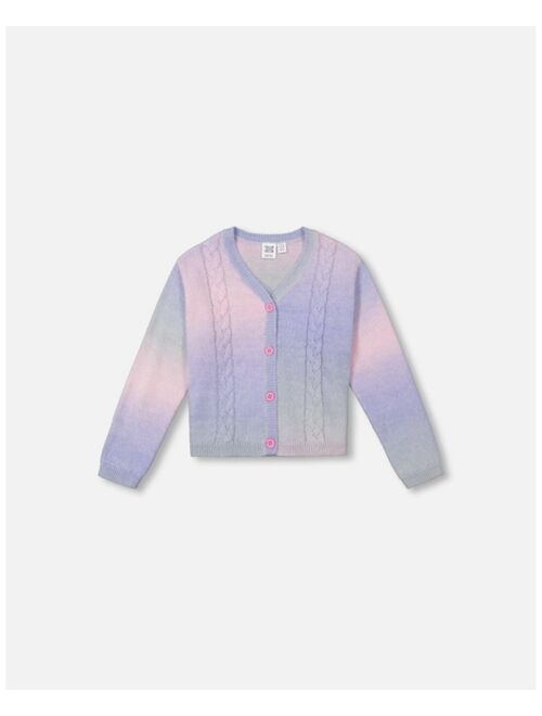 DEUX PAR DEUX Girl Gradient Knitted Cable Cardigan Lilac - Child