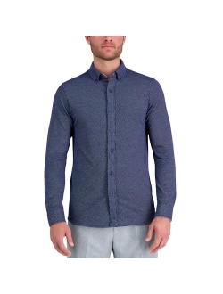 Men's Untucked Long Sleeve Pique Patterned Shirt