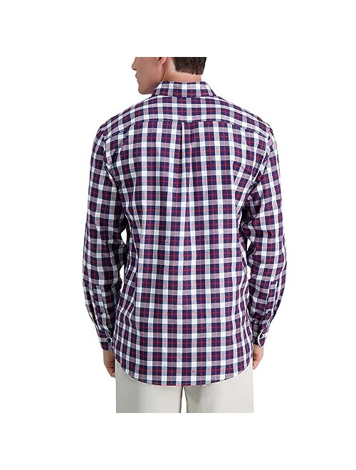 Haggar Men's Long Sleeve Brushed Cotton Plaid Shirt