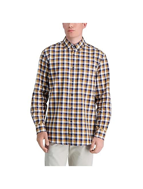 Haggar Men's Long Sleeve Brushed Cotton Plaid Shirt