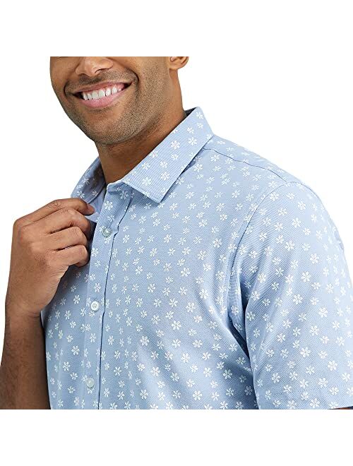 Haggar Men's Short Sleeve Stretch Fashion Print Shirt