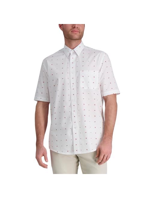 Haggar Men's Short Sleeve Button Down Woven Print Shirts