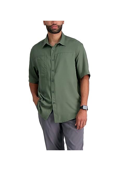 Haggar Men's Short Sleeve Solid Dobby Shirt