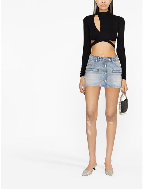 Courreges asymmetric denim miniskirt