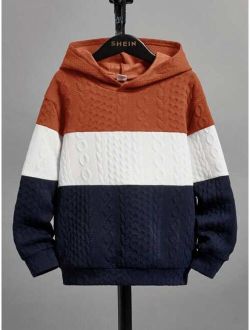 SHEIN Kids SPRTY Boys Color Block Drop Shoulder Hoodie