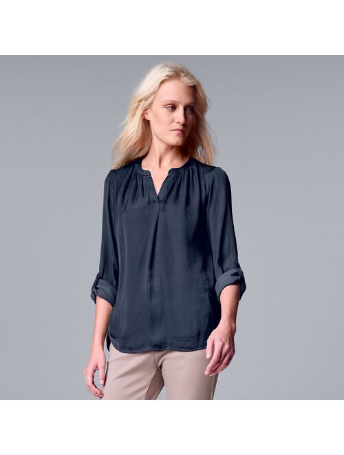 Women's Simply Vera Vera Wang Roll-Tab Sleeve Popover Blouse