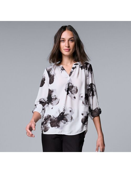 Women's Simply Vera Vera Wang Roll-Tab Sleeve Popover Blouse