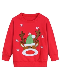 Little Hand Toddler Boys Christmas Tree Sweatshirts Kids Xmas Car Pullover Shirts Crew Neck Tops Tees 2-7 Years