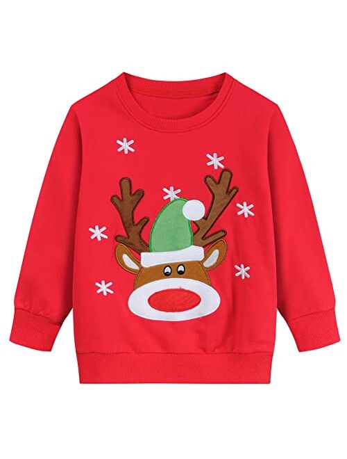 Little Hand Toddler Boys Christmas Tree Sweatshirts Kids Xmas Car Pullover Shirts Crew Neck Tops Tees 2-7 Years