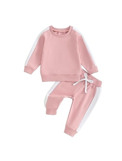 NANYKNIGHTY Newborn Baby Boys Girl Fall Winter Clothes Contrast Color Sweatshirt Pants Set Toddler Boho Outfits