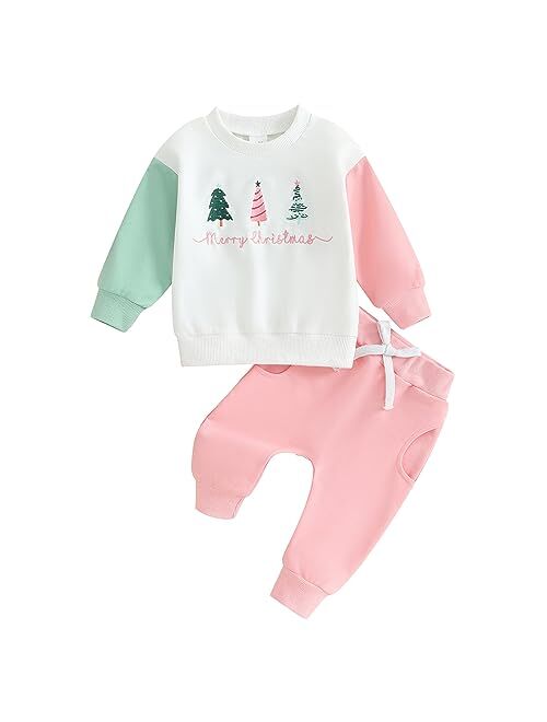 NANYKNIGHTY Newborn Baby Boys Girl Fall Winter Clothes Contrast Color Sweatshirt Pants Set Toddler Boho Outfits