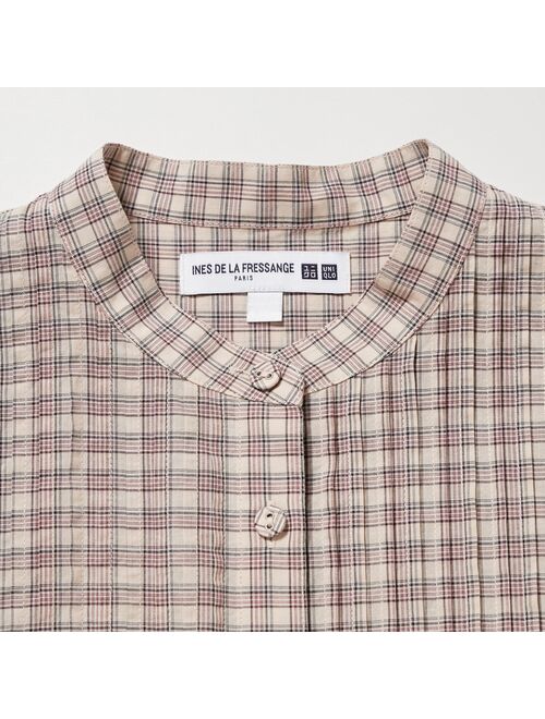 UNIQLO Pintuck Plaid Long-Sleeve Blouse